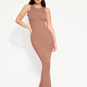 Shapewear Modal Sleeveless Crew Neck Maxi Dress