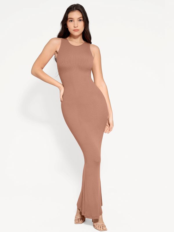 Shapewear Modal Sleeveless Crew Neck Maxi Dress