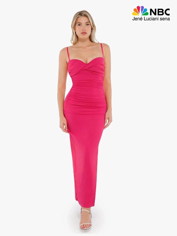 Shapewear Ruched Bias Twist Maxi Dress