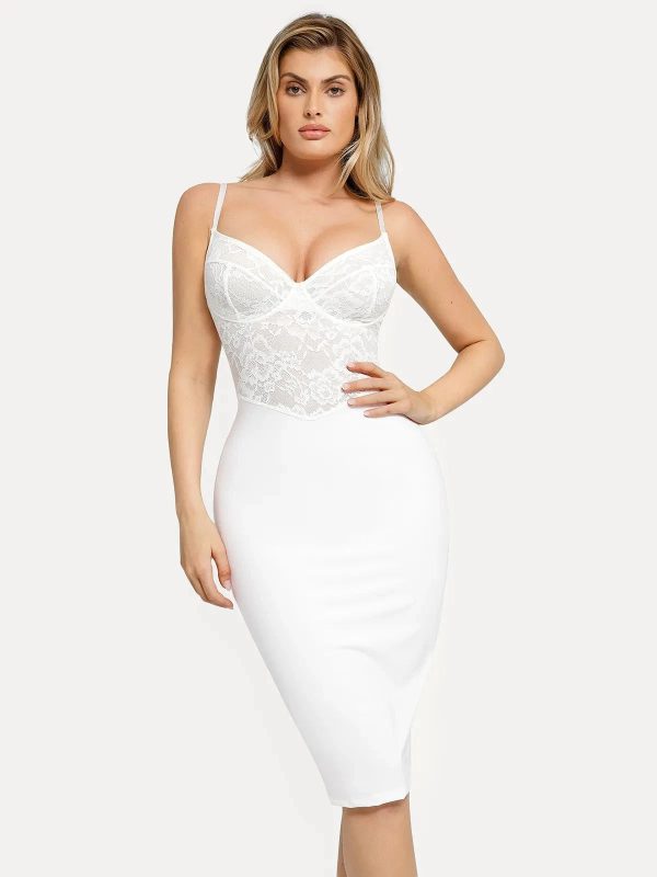 Shapewear Lace Corset Midi Slip Dress