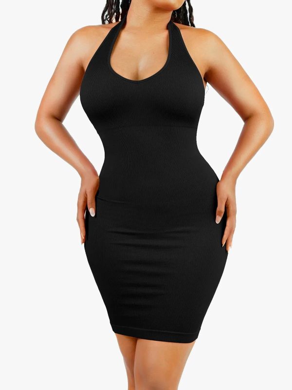 Shapewear Halter Neck Deep U Mini Seamless Dress