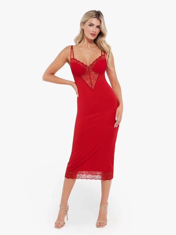 Shapewear Lace Inset Midi Dress