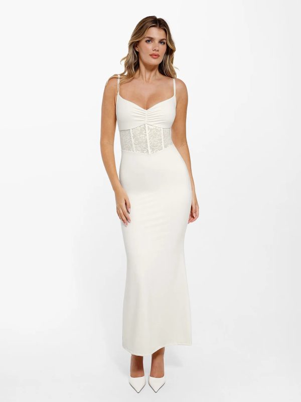 Shapewear Lace Inset Mermaid Maxi Slip Dress